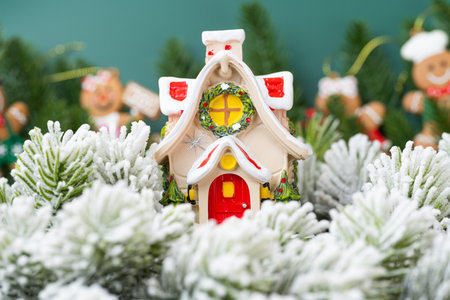 Christmas decoration with snowy fir branches