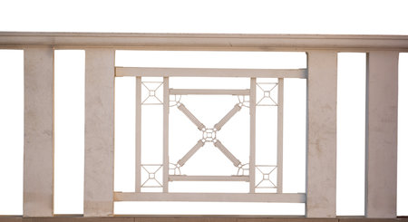 Balcony with stone railings on a white background