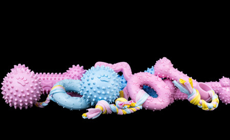 Dog toys isolated on black background