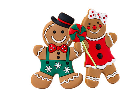 Christmas gingerbread couple isolated on white background