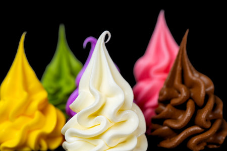 Ice cream isolated on a black backgroundの写真素材