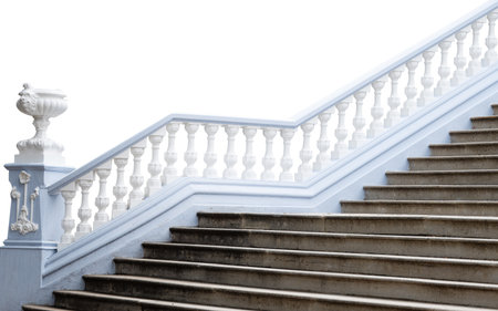 railing with steps isolated on white backgroundの写真素材