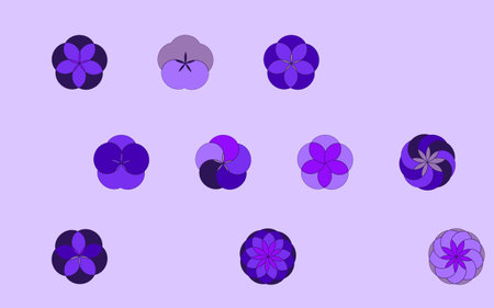 Small spring flowers, violets. Violet and purple color spring moodのイラスト素材