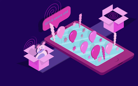 Smartphone Isometry Advanced Technologies.Gadgetのイラスト素材
