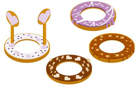 Set of colorful donuts .Isometryのイラスト素材