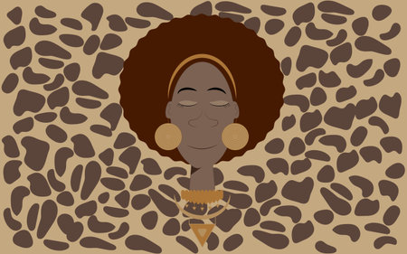 Young dark skinned girl with brown hairのイラスト素材