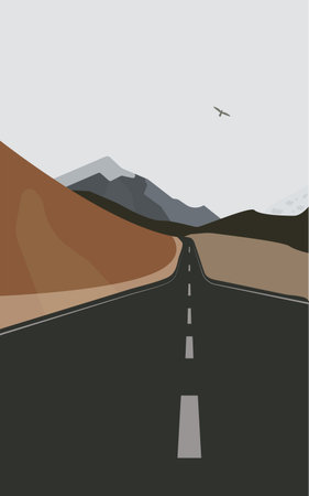 Landscape with a winding road and mountain.Highwayのイラスト素材
