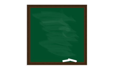 Isolated dark green blackboard and wood frame, rubbed dirty board in chalkのイラスト素材