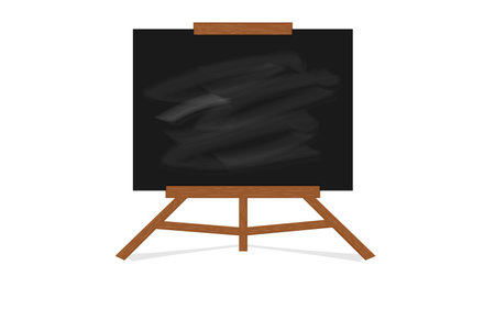 Plank background and wooden frame. Empty black chalkboard. Modern easelのイラスト素材