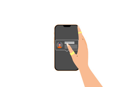 A modern smartphone in the hands of a girl. Gadget. Received a messageのイラスト素材