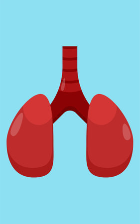 Lungs icon. Colorful illustration of human lungs isolated on blue background.のイラスト素材