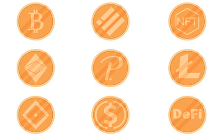 Set of icons for internet money. Cryptocurrency symbol and coin.のイラスト素材