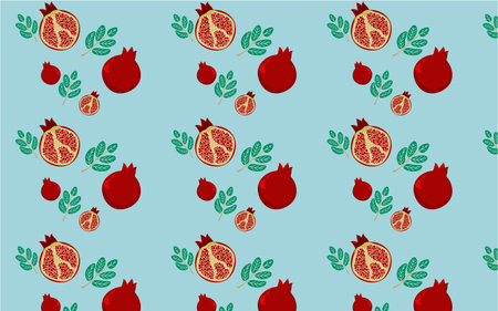 Vector seamless pattern with pomegranates. Decorative from pomegranate fruits.のイラスト素材