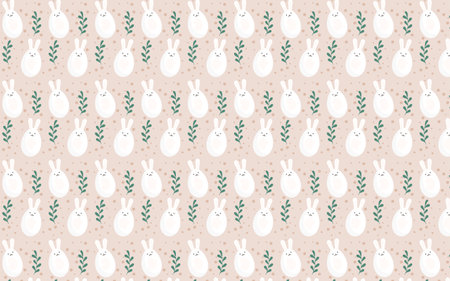 Cute Easter eggs and bunny ears.Seamless patternのイラスト素材