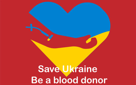 Concepts of blood donation.Blood donation in Ukraine.Hand in heart.のイラスト素材