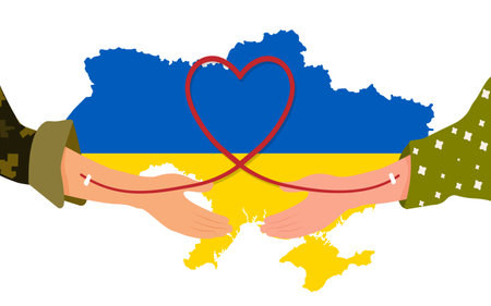 Save Ukraine. Blood transfusion. Become a blood donor. Help the soldiersのイラスト素材