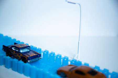 Miniature model of car on a white background. Toy car.の写真素材