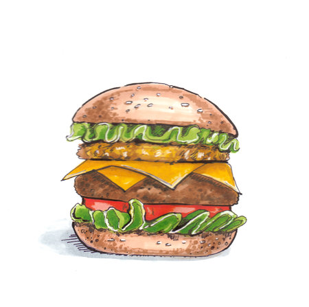 Big hamburger on white backgroundの写真素材