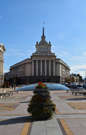 Sofia, Bulgaria - October 18, 2016: the Administrative building of the National Assembly of Bulgaria built in the 50s of the 20th century and was the Party house.のeditorial素材