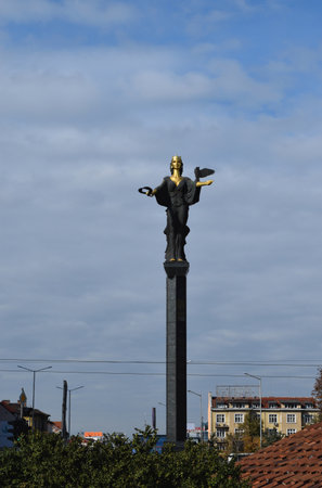 Sofia, Bulgaria - October 18, 2016: the Statue of St. Sofia was created in 2000 by sculptor Georgy Chapkanov. It stands on the site where previously was a monument to Lenin. The monument is a bronze sculpture.のeditorial素材