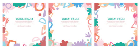 A set of three geometric frames with textのイラスト素材