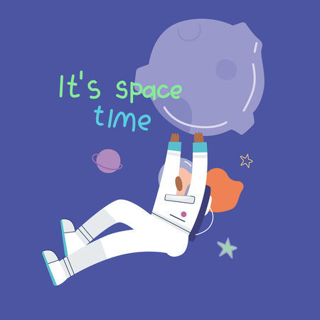 Woman astronaut travels in space. Its space timeのイラスト素材