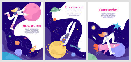 Set of templates, web banners. Space tourismのイラスト素材
