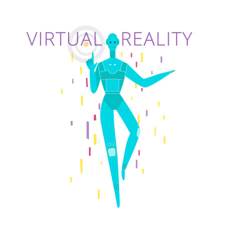 Robot in virtual reality, metaverse.のイラスト素材