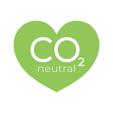 CO2 neutral green label, heartのイラスト素材
