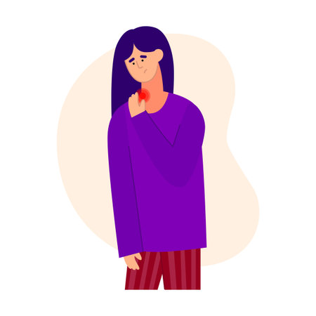 Woman with neck pain, tech neckのイラスト素材