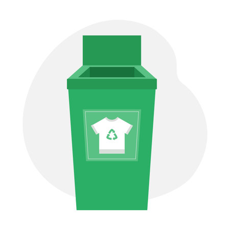 Green container for recycling and donating old clothesのイラスト素材