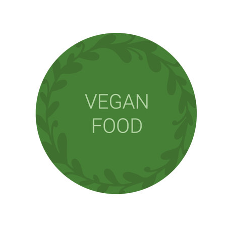 Vegan food label. Round green eco sticker. Vectorのイラスト素材