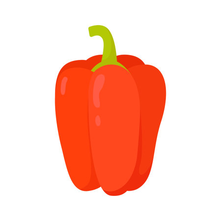 Red pepper. Bulgarian pepper. Vegetable. Flat vector illustration in cartoon styleのイラスト素材