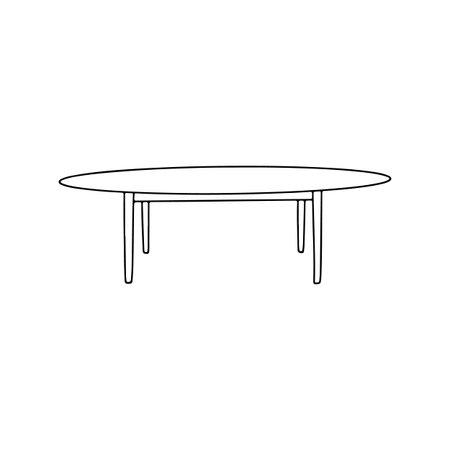 Round coffee table linear illustration. Interior. Outline image. Vectorのイラスト素材