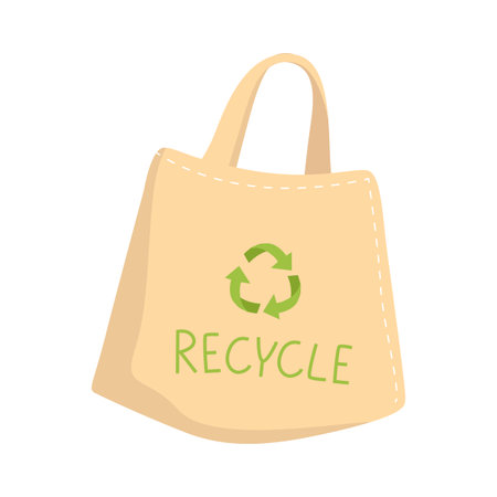 Eco bag with recycling symbol. Vector. Ecologyのイラスト素材