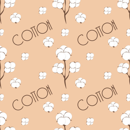 Seamless cotton pattern. Seamless cotton bud vector illustration for packaging or fabric print.のイラスト素材