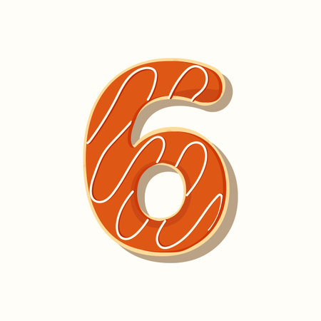 Vector figure six for children. Orange glazed donut shaped figure for arithmetic or holiday decorations.のイラスト素材