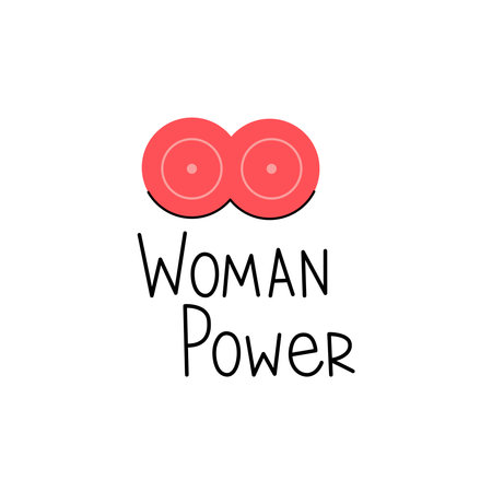 Sticker woman power in the form of a female breastのイラスト素材