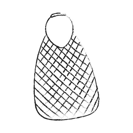 Ink drawing eco-friendly bag string bag. Vintage graphics and handwork. Black sketch outline.のイラスト素材