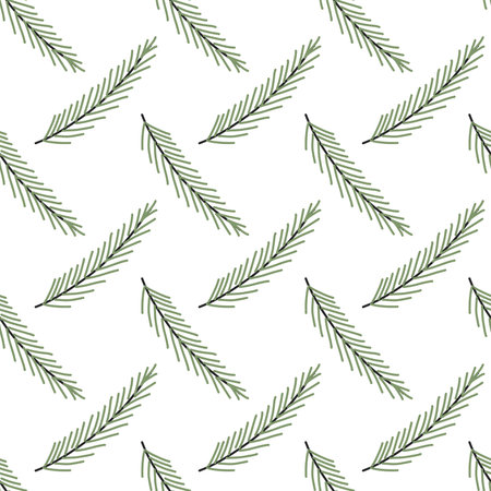 Cozy Christmas winter seamless pattern with new year tree branches. For printing, fabric, backgroundのイラスト素材