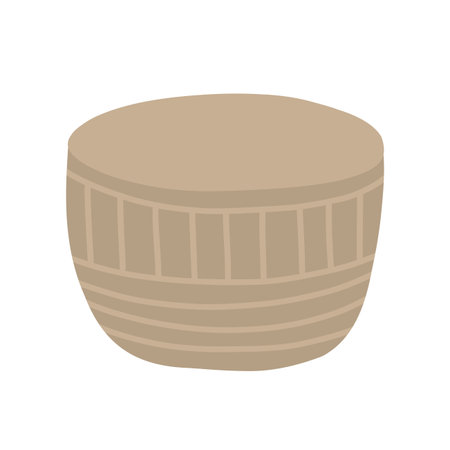 Cozy Scandinavian round wooden table in boho styleのイラスト素材
