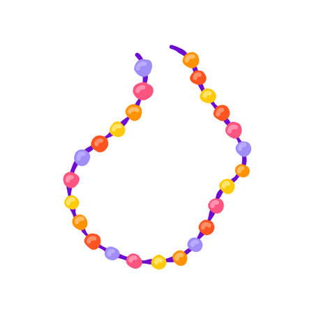 Necklace of multicolored beads 00s, 2000s. Hand drawn flat cartoon element. Vector illustrationのイラスト素材