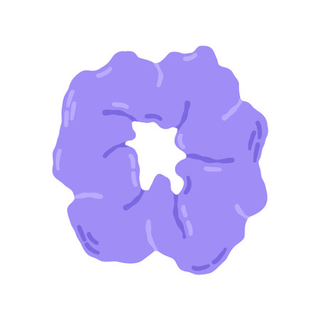 Purple Textile elastic band for hair 00s, 2000s. Hand drawn flat cartoon element. Vector illustrationのイラスト素材
