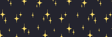 Baby cute seamless pattern with space elements on dark background. Hand drawn flat cartoon style. Vector illustrationのイラスト素材