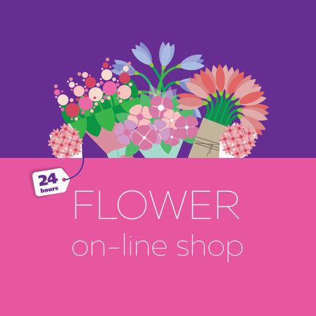Illustration online flower shopのイラスト素材