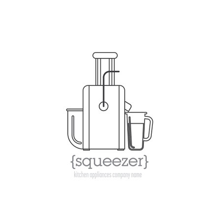 Page template with a logo kitchen appliances. Juicer logo with space for company name.のイラスト素材