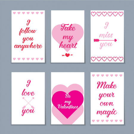 Set of six Valentine cardsのイラスト素材