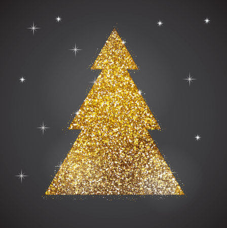 The basis for a card with tree, glitter, goldのイラスト素材