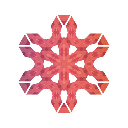 Abstract geometric snowflake pattern. Layout pink snowflakes on white backgroundのイラスト素材