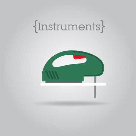 Green fretsaw on a grey backgroundのイラスト素材